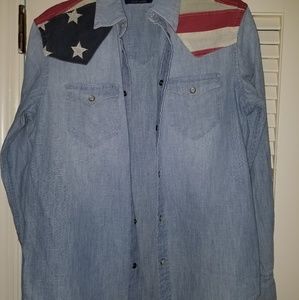 Small Ralph Lauren Chambray American Flag Shirt